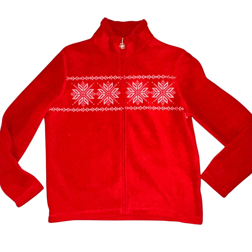 Croft & Barrow Womens Fleece‎ Front Zip Jacket Size PS Snowflake Holiday Winter